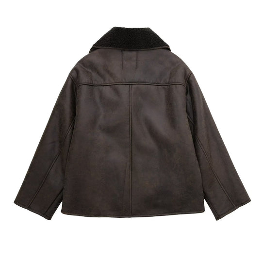 Dames Winterjack met Leerlook | Oversized Pasvorm | Stijlvolle Damesjas