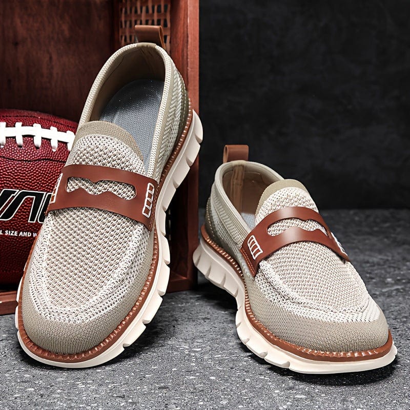 Heren Ademend Mesh Sneakers met Contrast Overlay en Gevoerde Zool