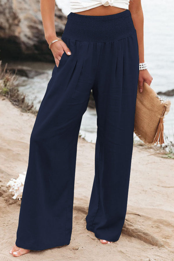 Dames High-Waist Broek Katoen-Linnen – Wijde Pijpen & Comfortabele Fit