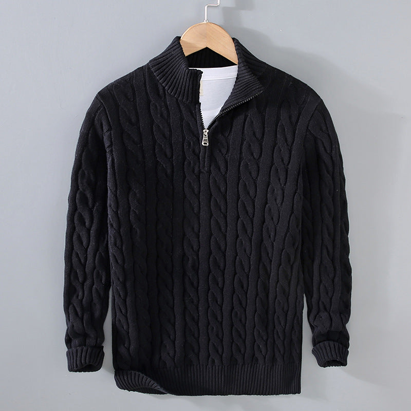 Heren Kabelgebreide Half-Zip Trui met Klassiek Textuurontwerp