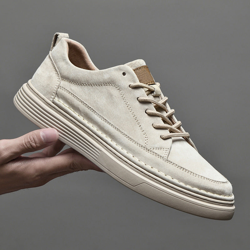Heren Casual Veterschoenen met Contrast Zool en Verhoogde Stiksels