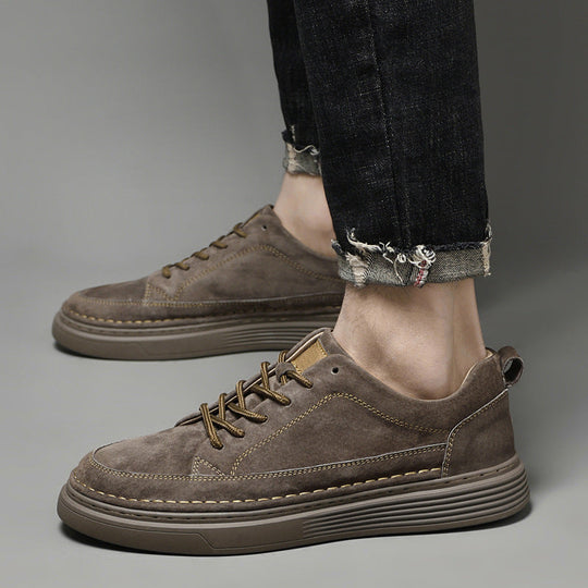 Heren Casual Veterschoenen met Contrast Zool en Verhoogde Stiksels