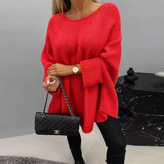 Dames Oversized Gebreide Trui met Vlindermouwen en Relaxte Pasvorm