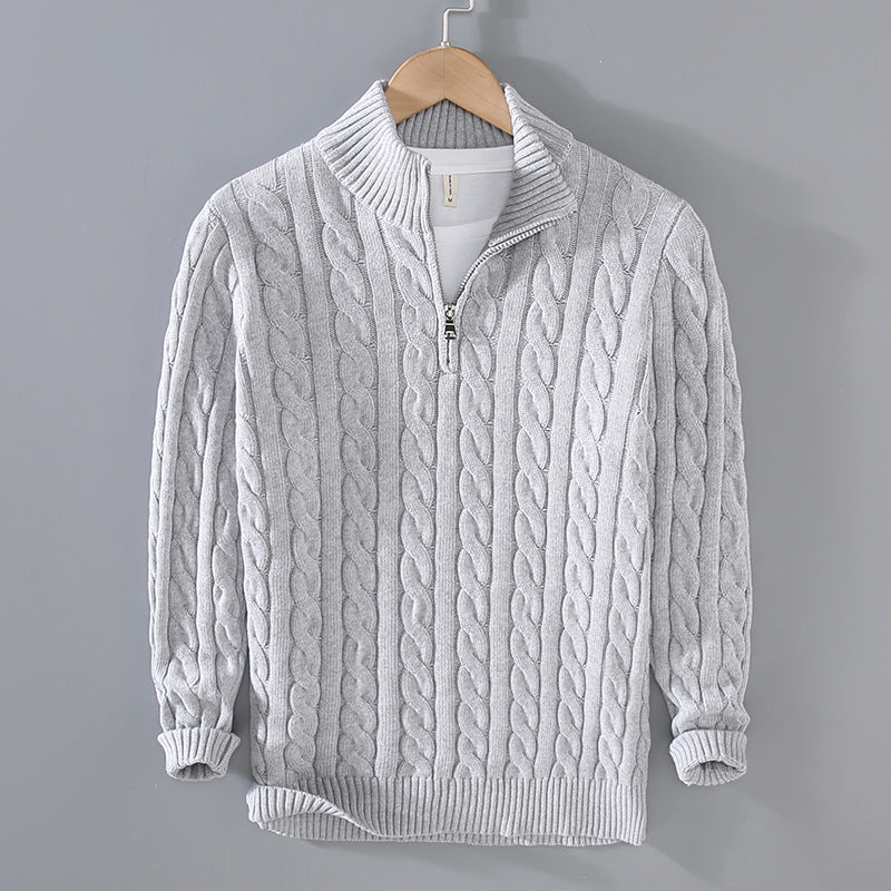 Heren Kabelgebreide Half-Zip Trui met Klassiek Textuurontwerp