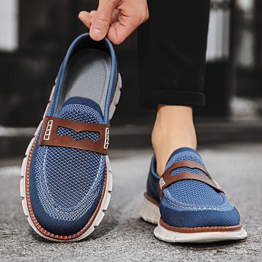 Heren Ademend Mesh Sneakers met Contrast Overlay en Gevoerde Zool