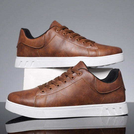 Heren Lage Casual Sneakers met Vetersluiting en Witte Zool