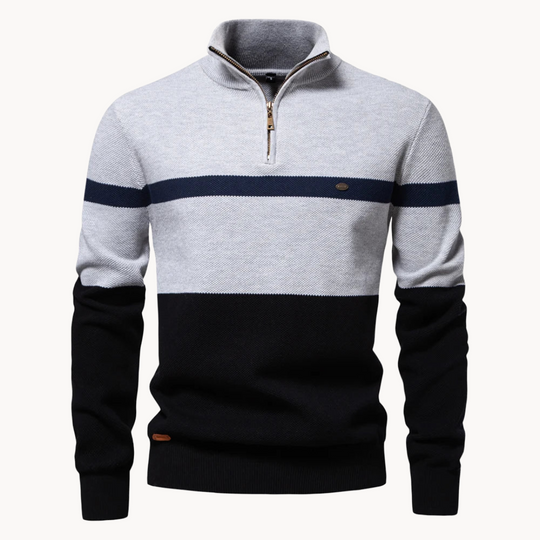 Heren Quarter-Zip Trui met Modern Kleurblokontwerp