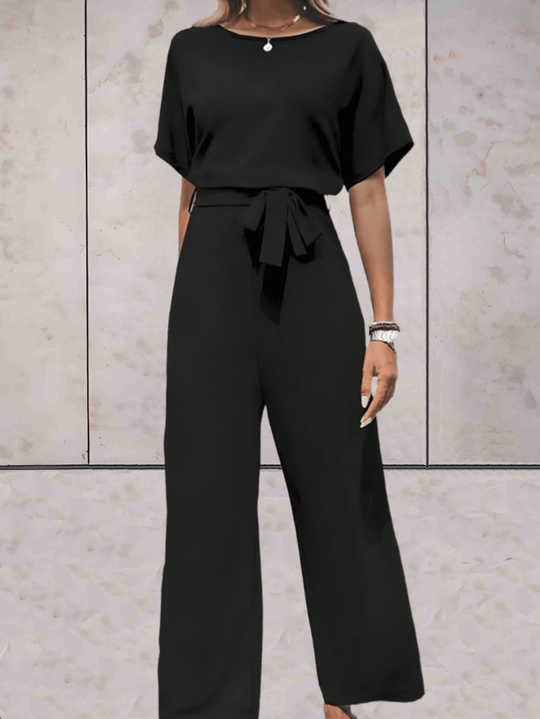 Dames Jumpsuit | Elegante Pasvorm | Wijde Mouwen & Strikdetail