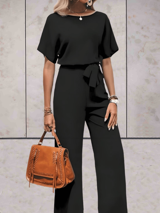 Dames Jumpsuit | Elegante Pasvorm | Wijde Mouwen & Strikdetail
