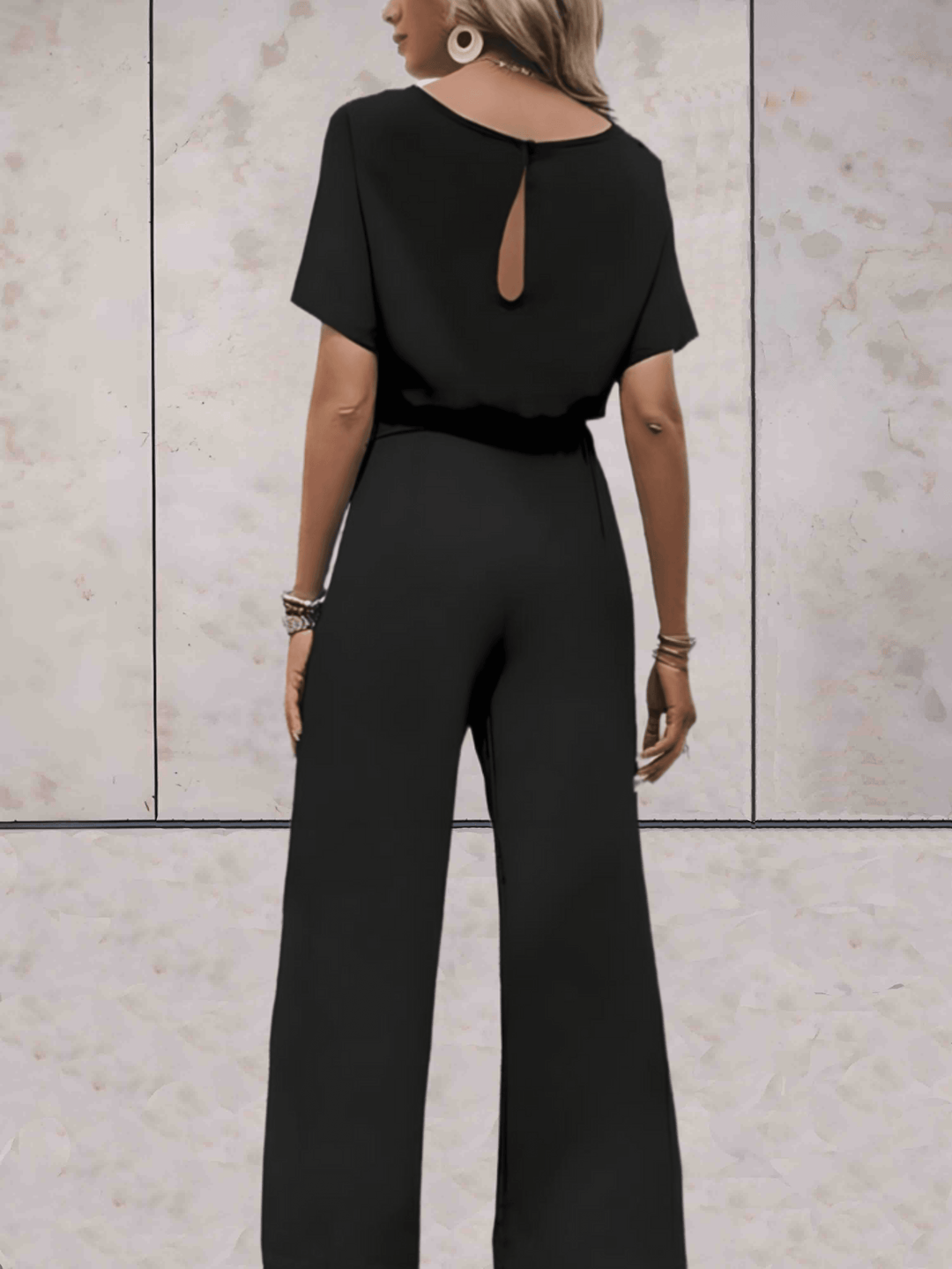 Dames Jumpsuit | Elegante Pasvorm | Wijde Mouwen & Strikdetail