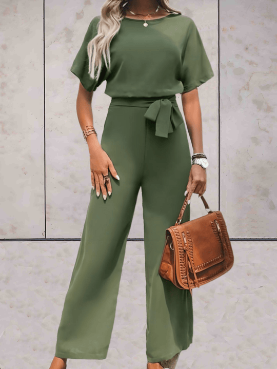 Dames Jumpsuit | Elegante Pasvorm | Wijde Mouwen & Strikdetail
