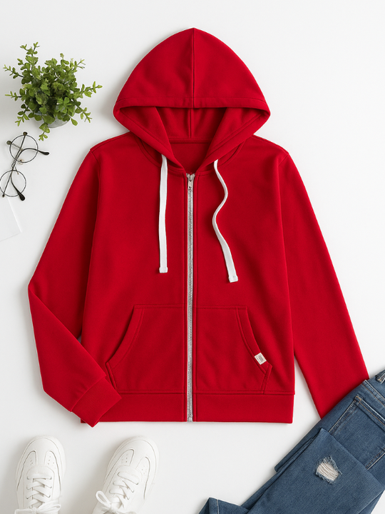 Dames Casual Zip-Up Hoodie met Verstelbare Trekkoord Kap