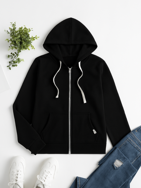 Dames Casual Zip-Up Hoodie met Verstelbare Trekkoord Kap