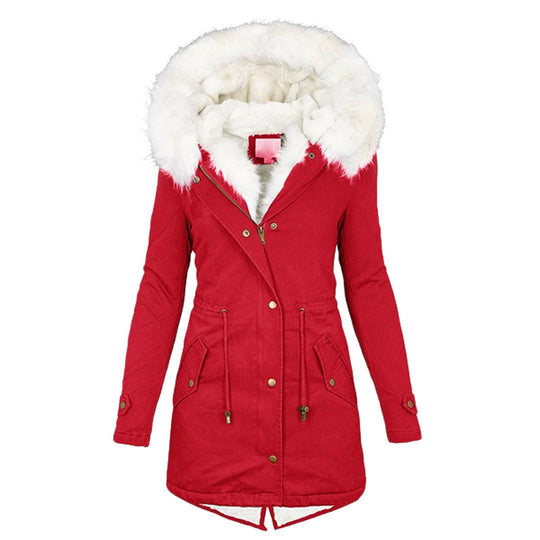 Dames Winterjas | Warme Fleece Gevoerde Jas | Winddichte Gevoerde Buitenkleding | Comfortabele Koude-Weer Laag