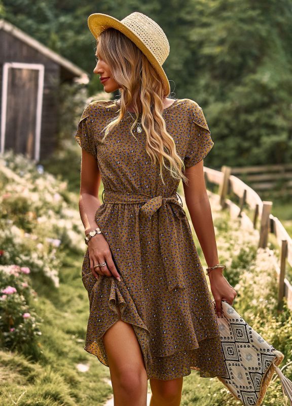Elegante zomerjurk voor dames met tailleband