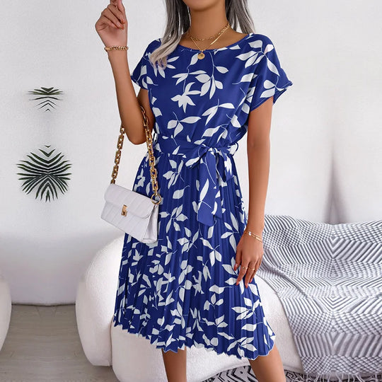 Dames Midi Jurk met Bloemenpatroon en Ceintuur