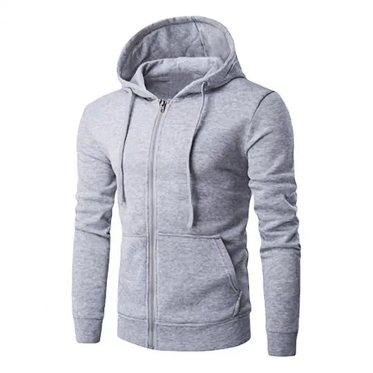 Heren Zip-Up Sport Hoodie met Trekkoord Capuchon en Slim Fit