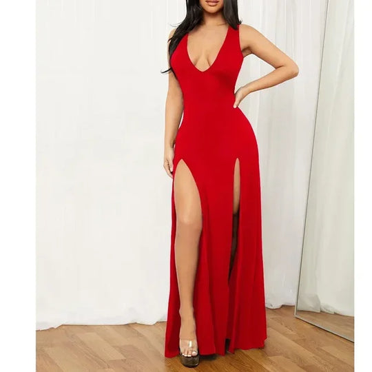 Dames elegante maxi jurk met diepe split