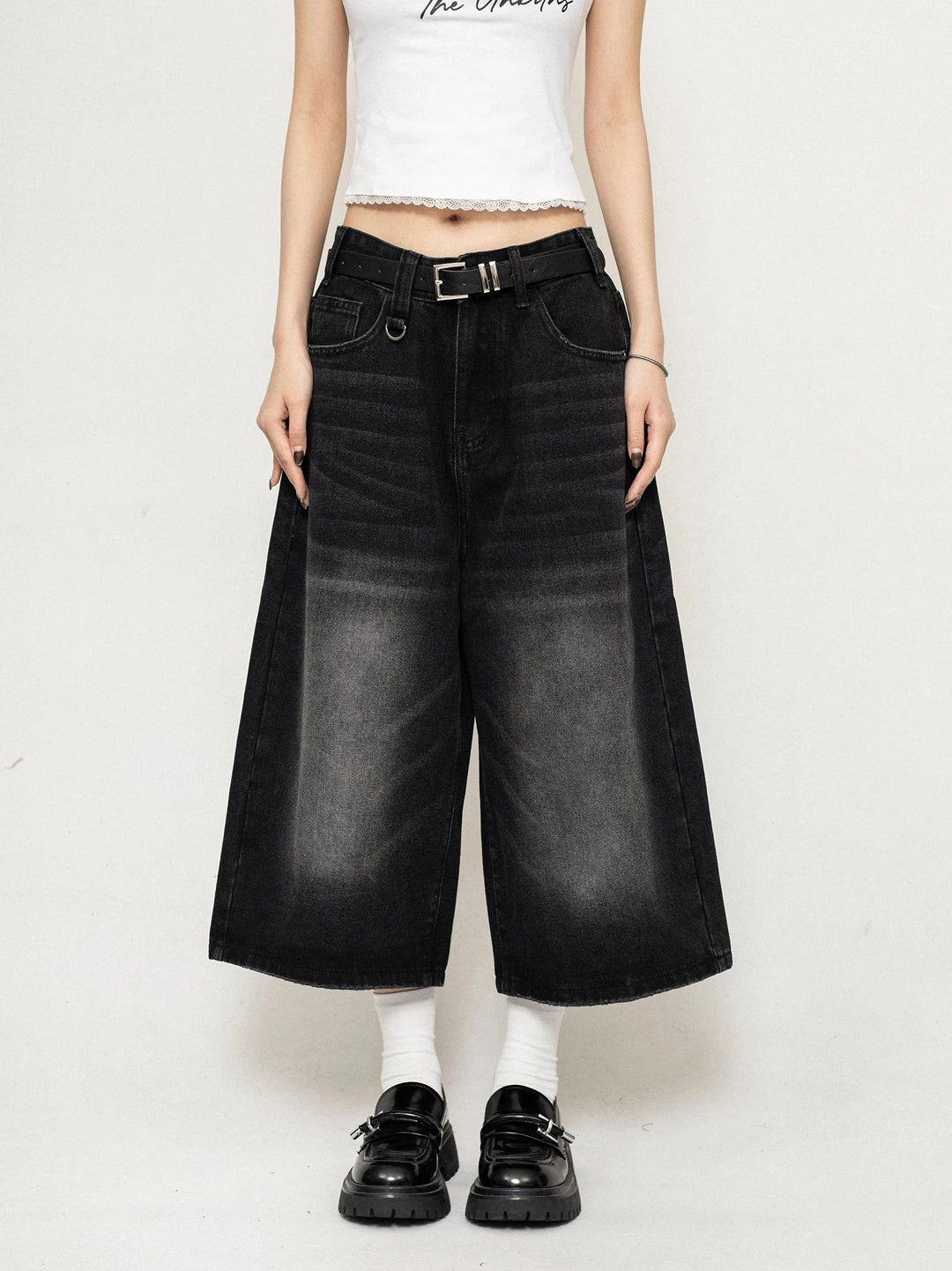 Dames Jeans Culottes met Verouderingseffect