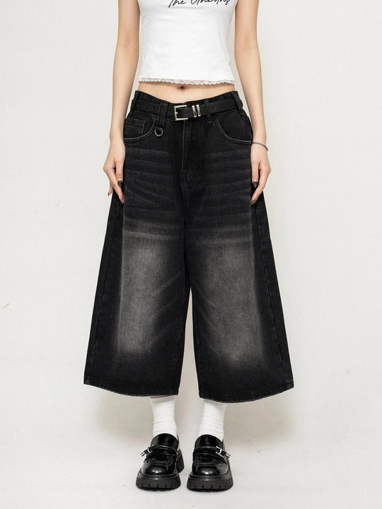 Dames Jeans Culottes met Verouderingseffect