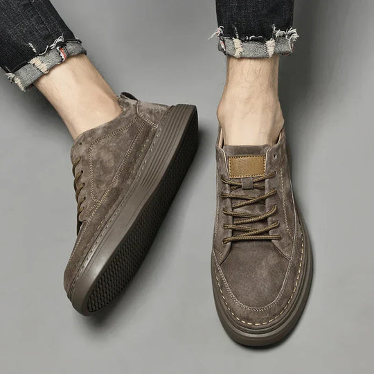 Heren Casual Veterschoenen met Contrast Zool en Verhoogde Stiksels