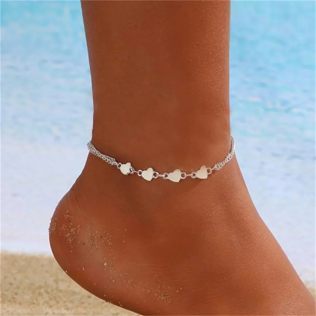 Enkelbandje met hartdetail van zinklegering – Dames