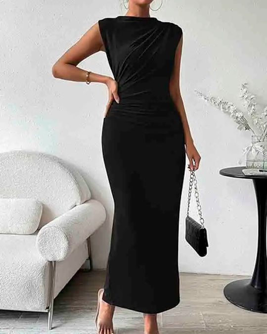 Elegante maxi-jurk met asymmetrische draping