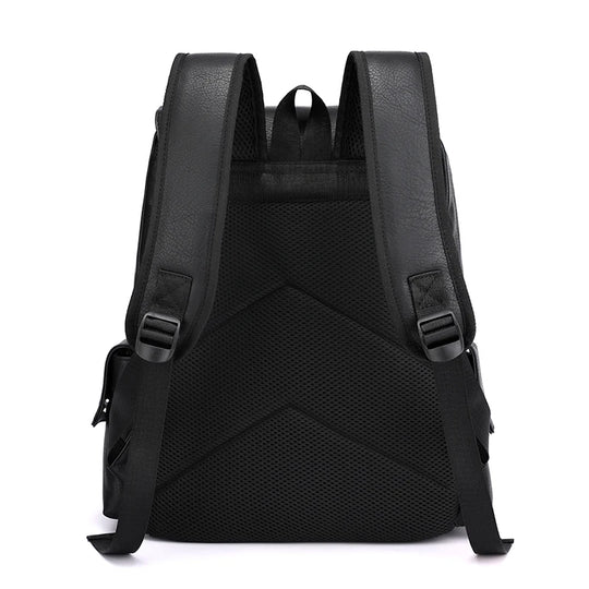PU-Lederen Rugzak voor Heren – Grote Laptop Rugzak – Schooltas voor Jongens & Tieners