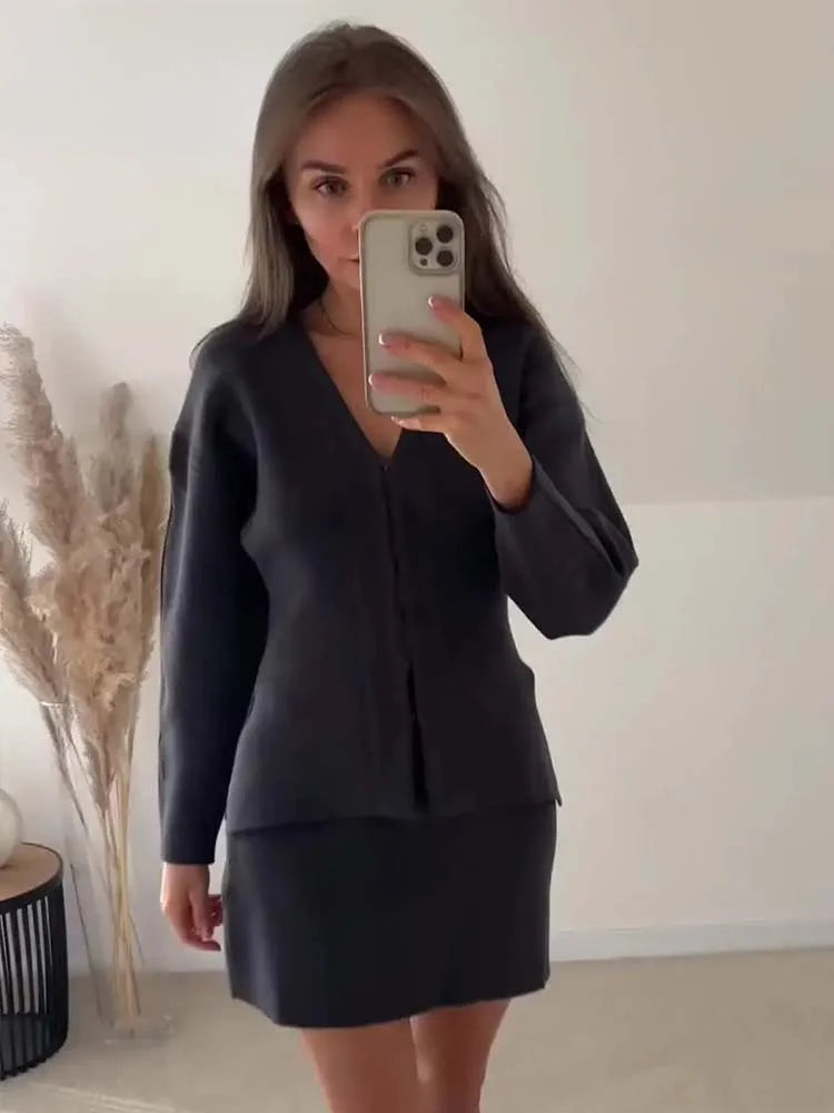 Gwen - Blazer en Rok Tweedelige Set