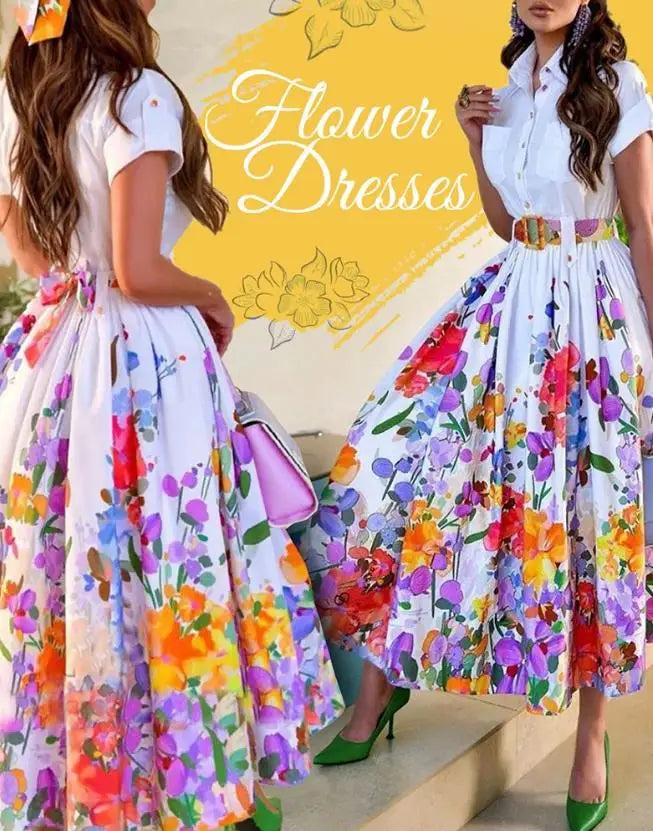 Elegante midi-jurk met bloemenpatroon