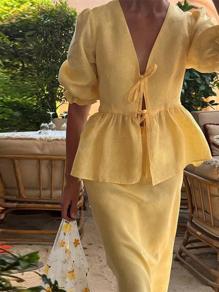 Dames | 2-delige Set | Blouse | Lange Rok | Elegant | Klassiek | Vrouwelijk