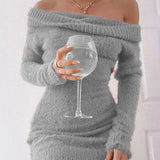 Tricot jurk met blote schouders