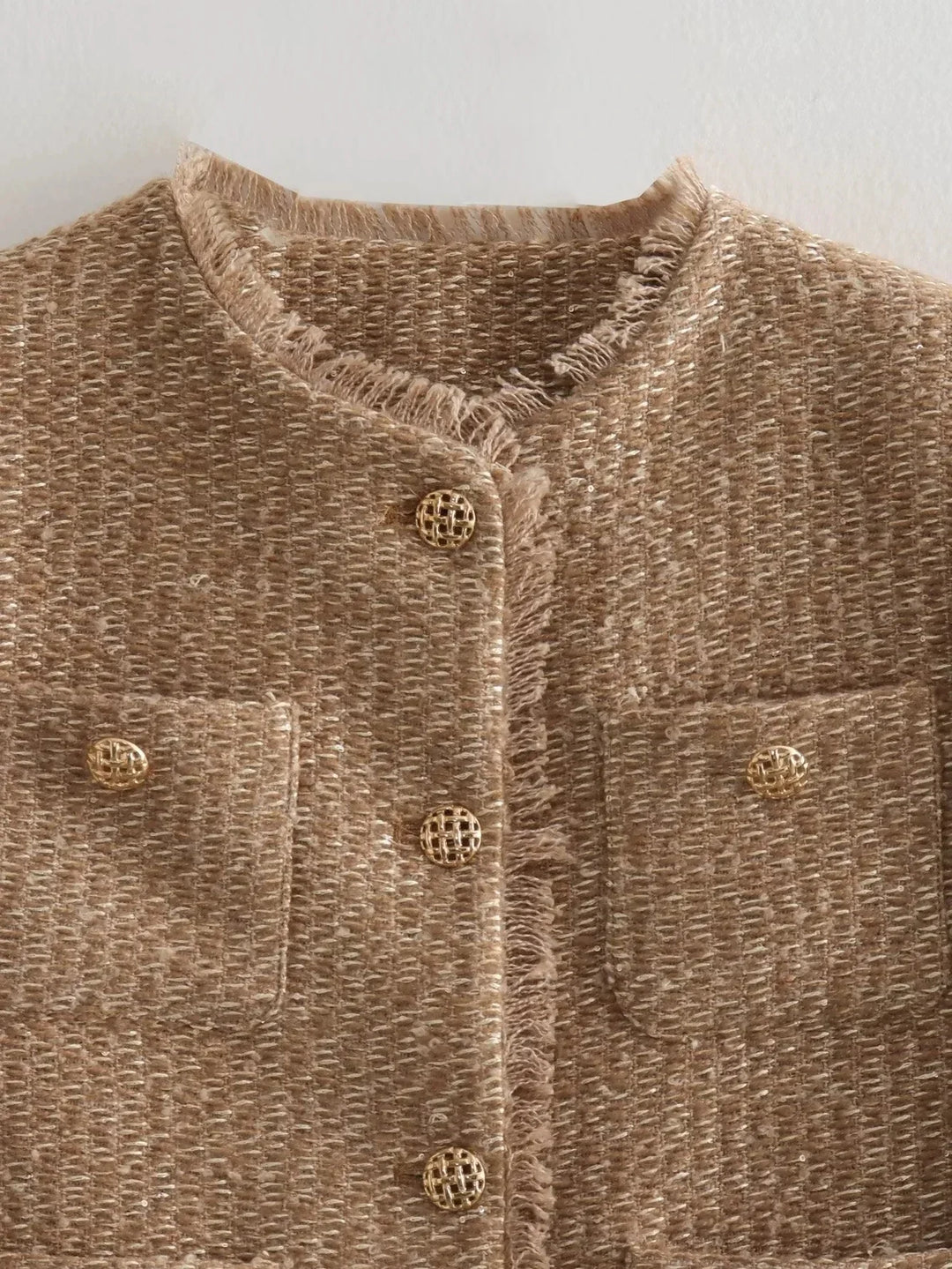 Dames Cropped Tweed Jacket | Lange Mouwen | Elegante Korte Jassenstijl