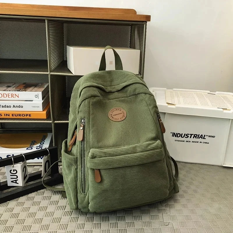 Corduroy Rugzak voor Studenten – Grote Capaciteit – Unisex Schoudertas voor School, Reizen en Dagelijks Gebruik