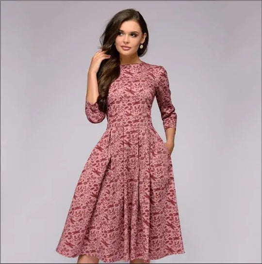 Elegante midi-jurk met bloemmotief