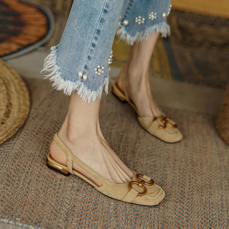 Elegante Dames Slingback Sandalen met Decoratieve Gesp