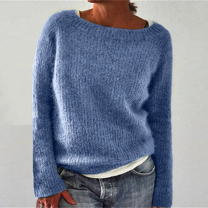 Dames Loose Fit Hals Trui met Lange Mouwen