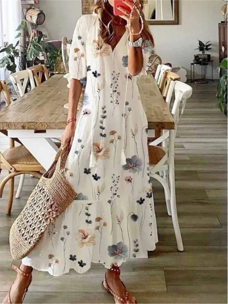 Luchtige Dames Maxi Jurk met Bloemenpatroon