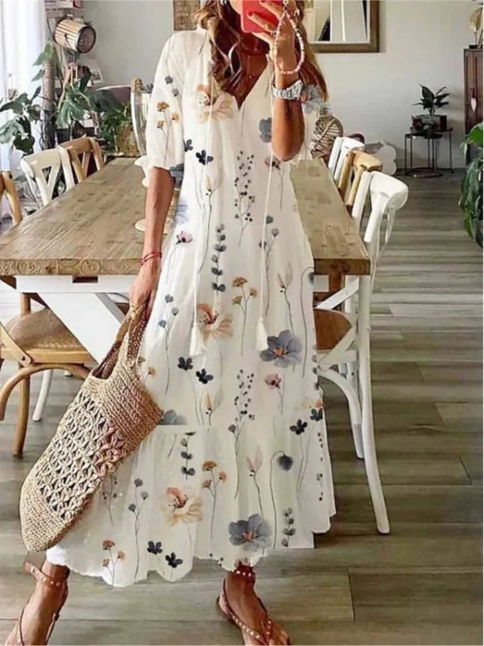 Luchtige Dames Maxi Jurk met Bloemenpatroon