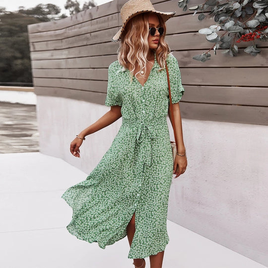Zomer midi jurk met bloemenprint