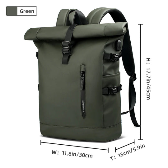 HK Waterdichte Reistas met USB – Uitbreidbare Rugzak – 15.6 inch Laptop Rugtas voor Reizen, Fietsen en Outdoor