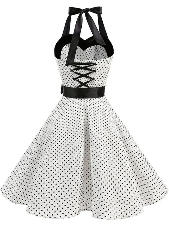 Dames Retro Jurk met Stippen en Strik