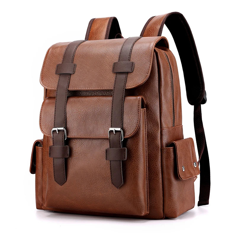 PU-Lederen Rugzak voor Heren – Grote Laptop Rugzak – Schooltas voor Jongens & Tieners