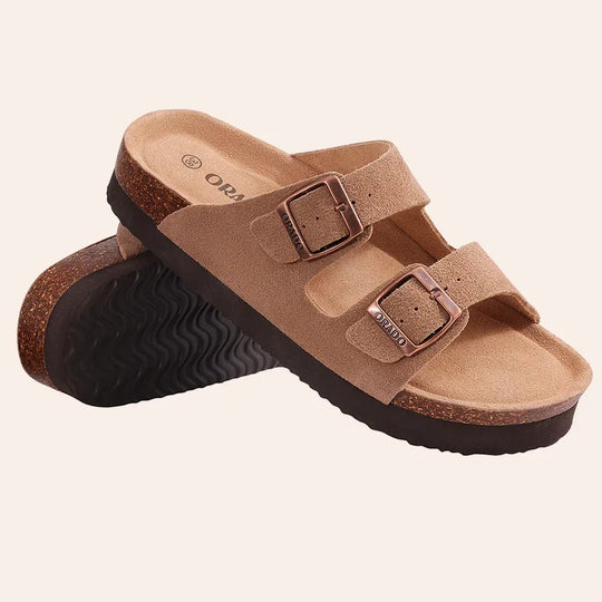 Orthopedische sandalen met kurken zool en twee banden