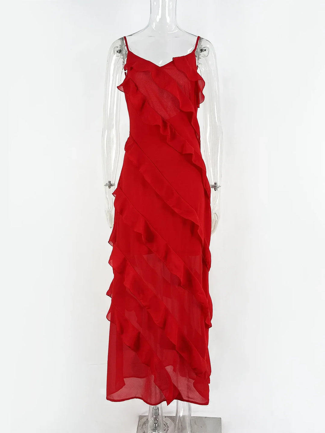 Elegante Avondjurk met Ruchende Ruffles