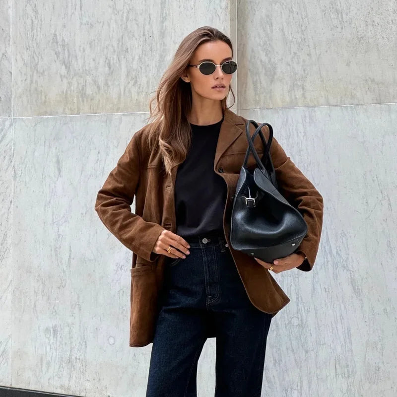 Heidi-Mode | Bruine Wildjack met Revers | Chic en Warm
