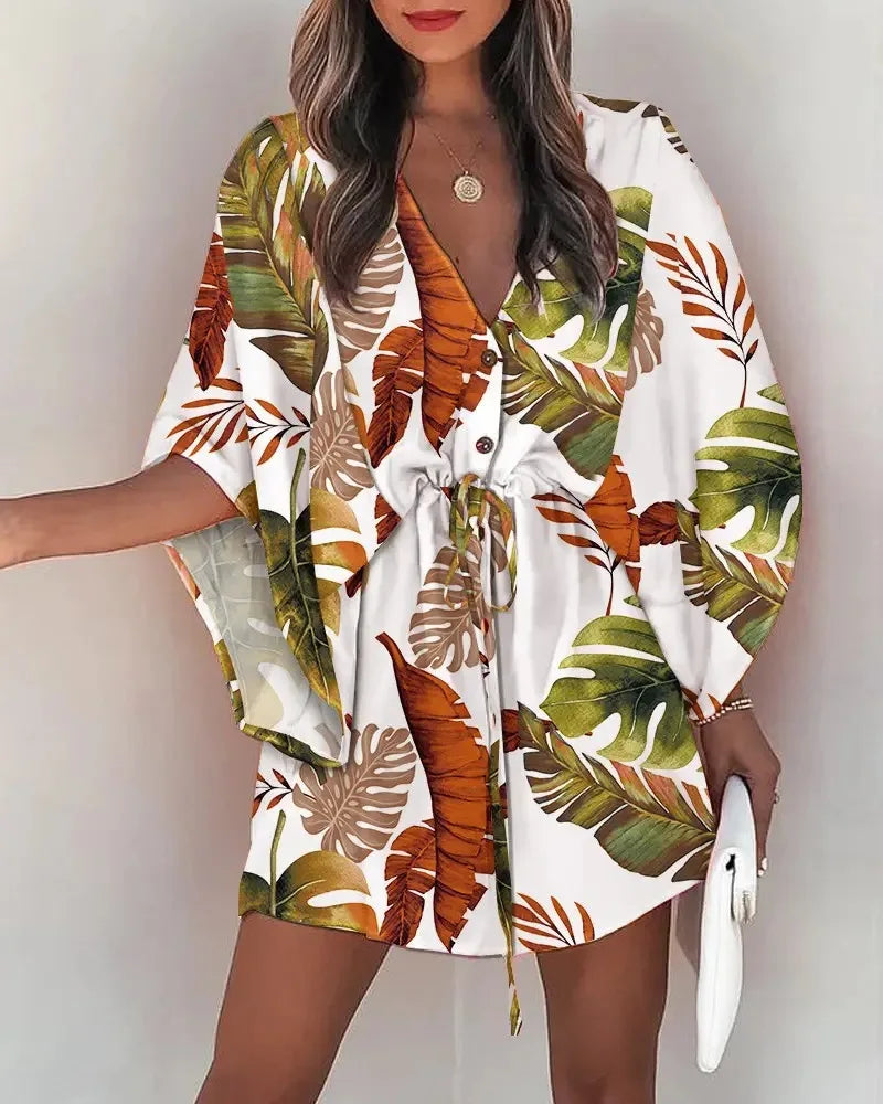 Zomerse jurk met print en brede mouwen