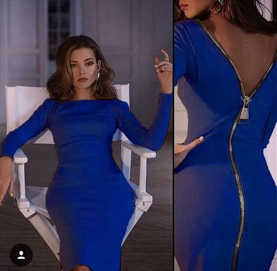 Dames elegante pencil jurk met rits op de rug