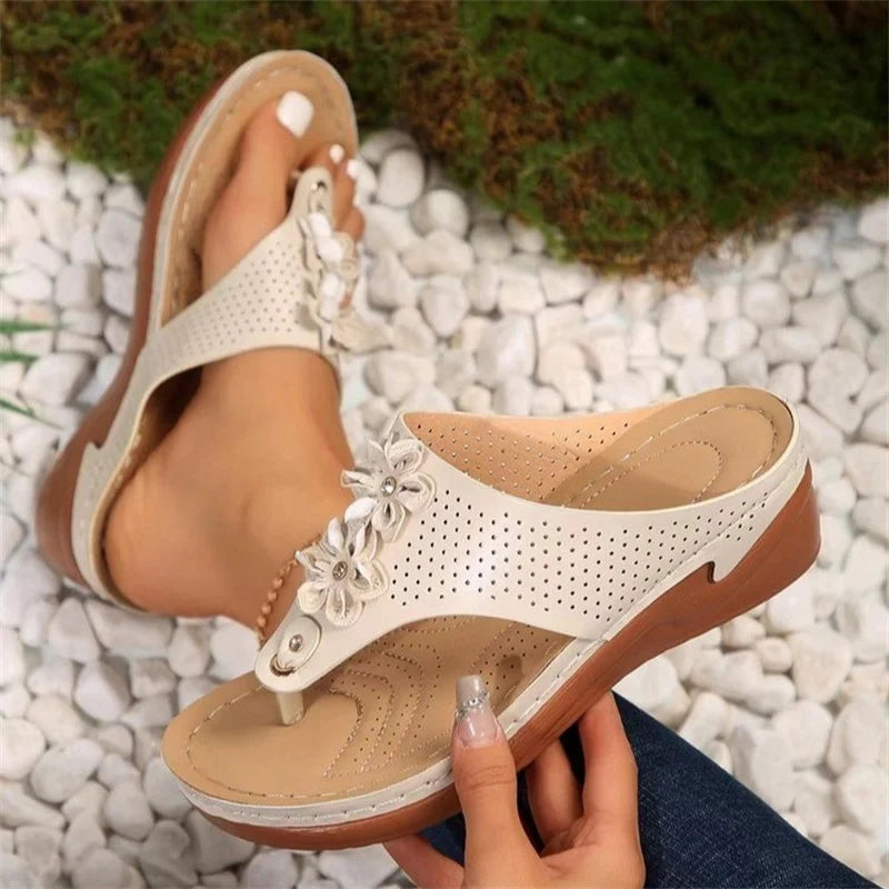 Dames Comfortabele Orthopedische Sandalen met Bloemdetail