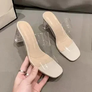 Doorzichtige dames sandalen met hak